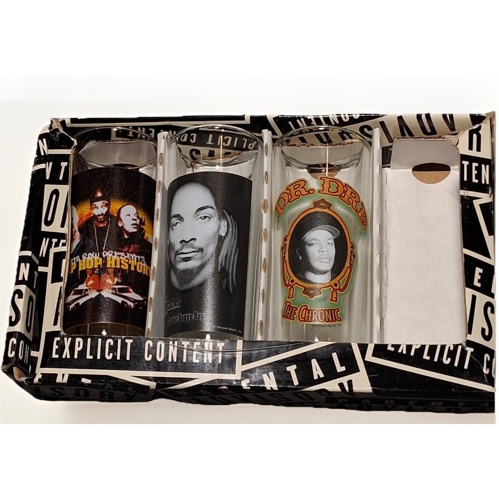 Silver Buffalo Death Row Records Shooter Set Dr Dre Snoop Dogg 2Pac Shot Glasses